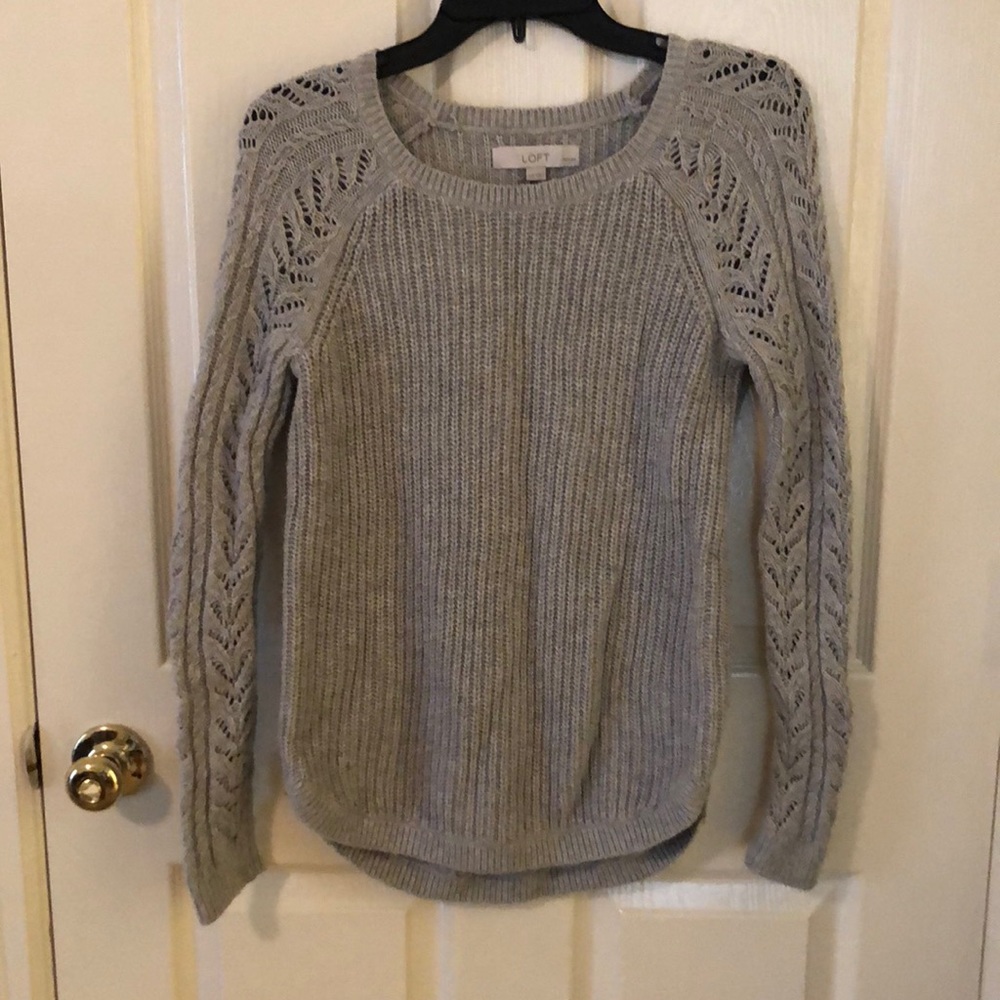 Loft Gray Sweater with Sleeve Detail